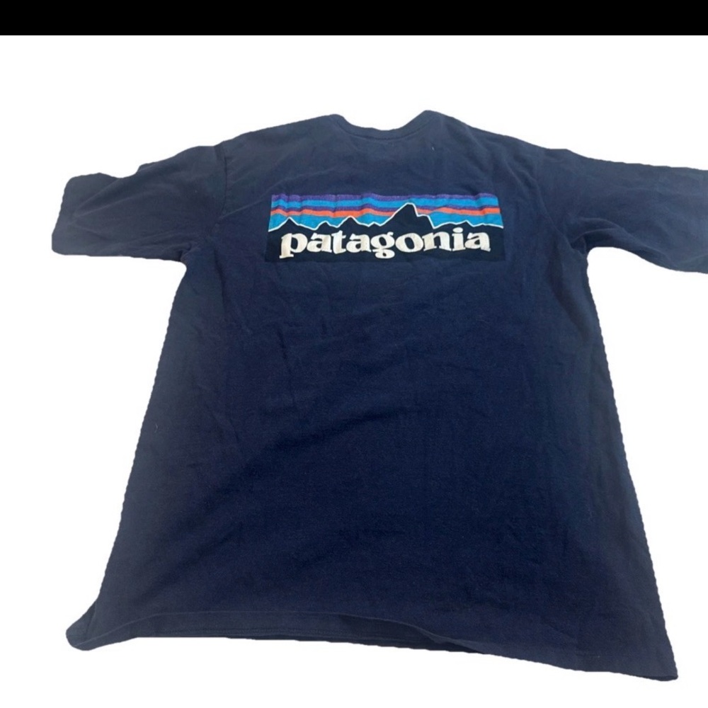 Patagonia Mens Logo T-Shirt Navy Blue Short Sleeve Size Small